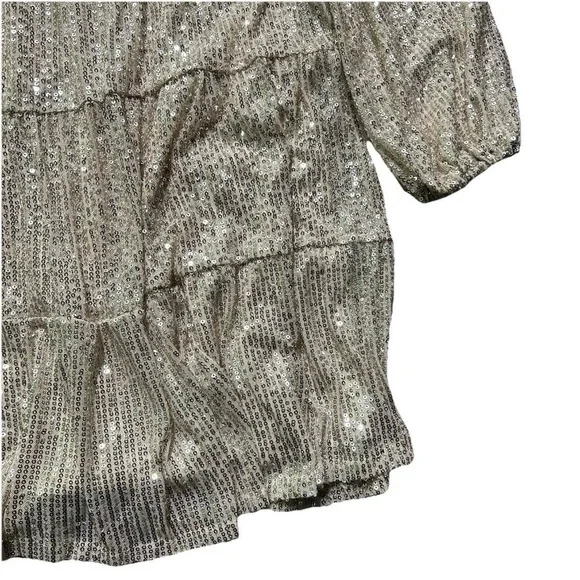 NWT Women’s Cable & Gauge Champagne Sequin Long Sleeve Dress Large New Years Eve - Picture 2 of 3